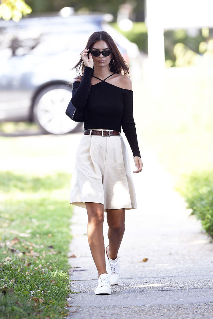 Emily Ratajkowski Wearing Bermuda Shorts